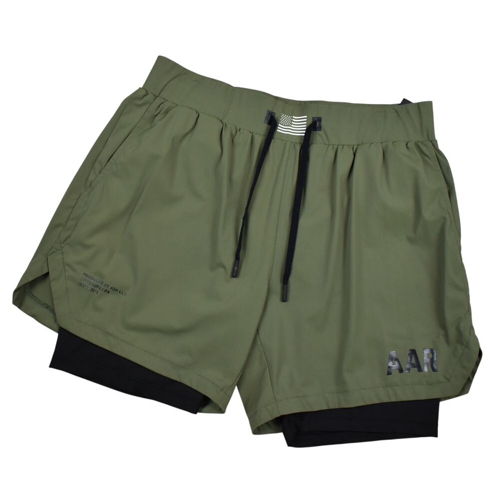 AAR All American Roughneck Shorts Men's M Green Workout Lined Training Crossfit